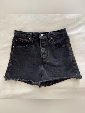 Black Denim Women's High-Rise Cutoff Shorts